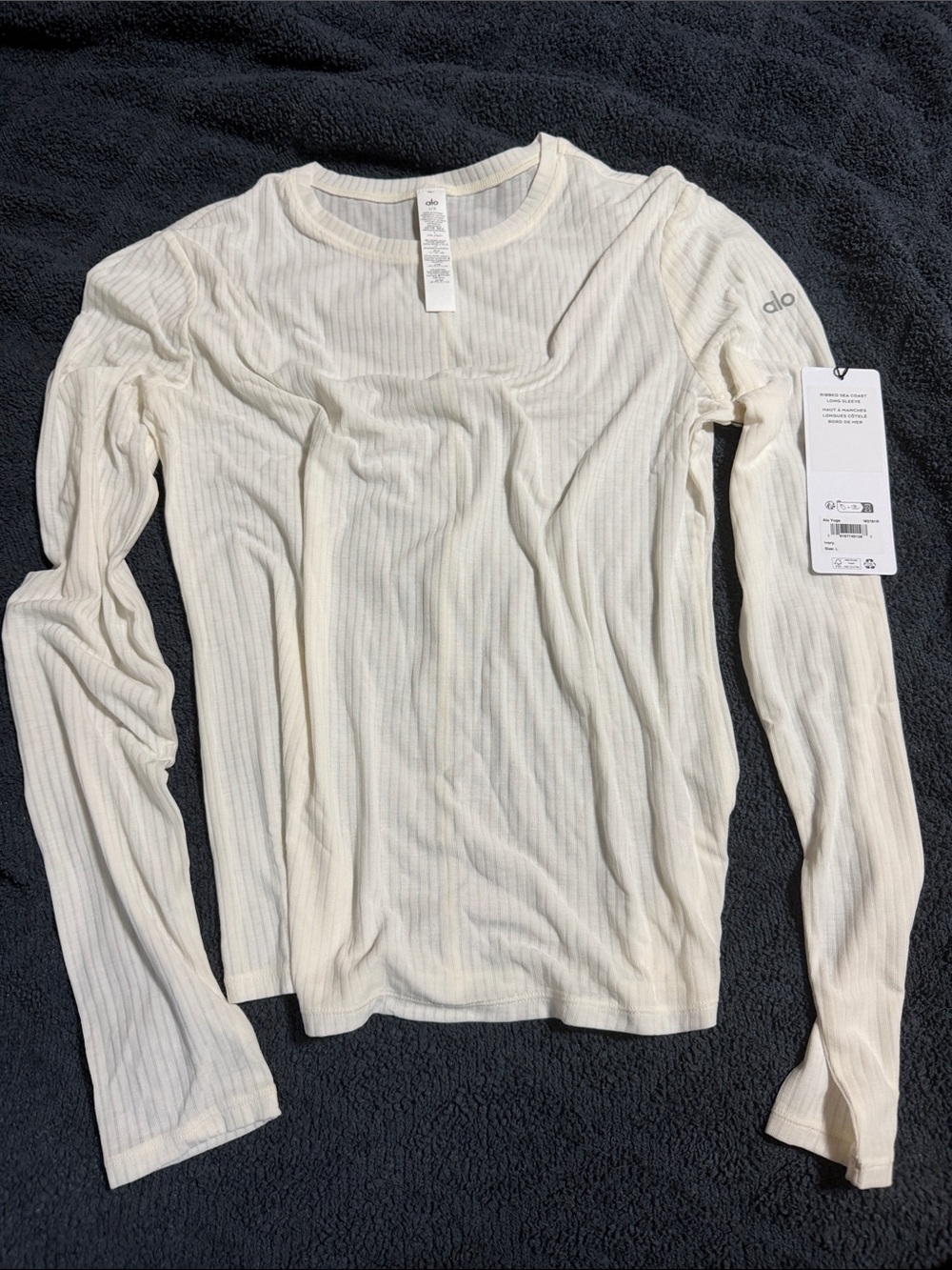 ALO Yoga ivory Ribbed sea coast Long Sleeve Large